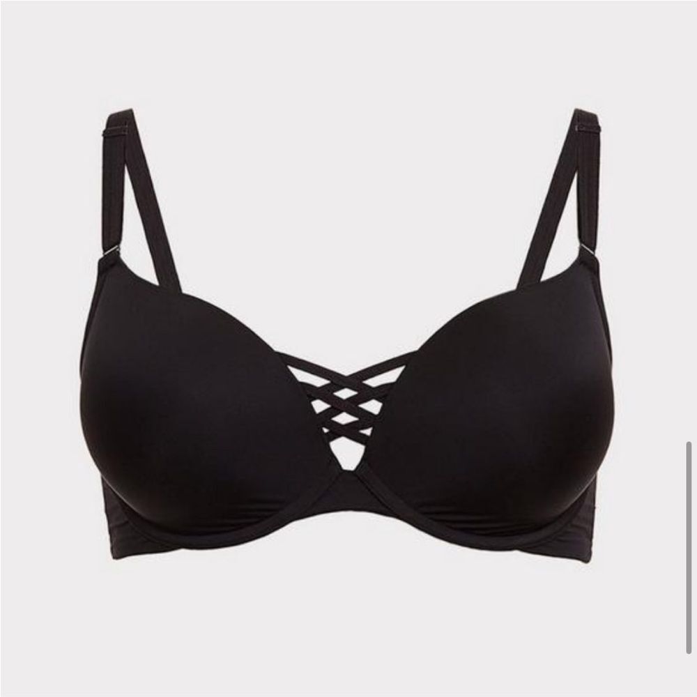 Torrid XO Plunge Push-Up Bra Corset Front 360 Back Smoothing Size 50C‎ Black